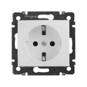 Розетка 1-м СП Valena 16А IP21 230/250В 2P+E с заземл. защ. шторки на винтах механизм бел. Leg 774421 оптом купить цена