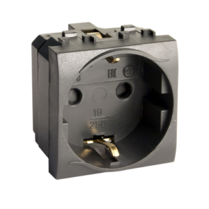 Розетка 1-м СП 2мод. Brava 16А IP20 с заземл. защ. шторки черн. DKC 77482N оптом купить цена