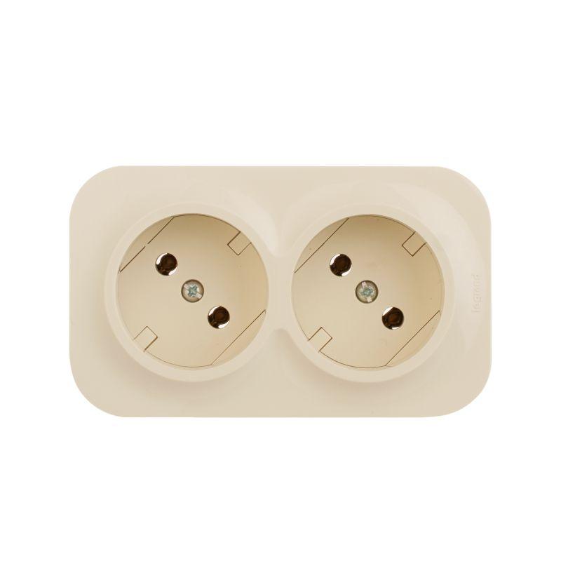 Розетка 2-м ОП Quteo 16А IP20 250В 2х2P без заземл. без защ. шторок сл. кость Leg 782261 купить оптом выгодно Розетка 2-м ОП Quteo 16А IP20 250В 2х2P без заземл. без защ. шторок сл. кость Leg 782261 оптом купить цена