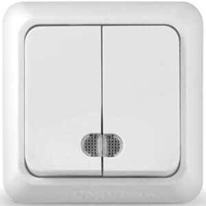 Выключатель 2-кл. ОП Олимп 10А IP20 с подсветкой бел. UNIVersal О0123 оптом купить цена
