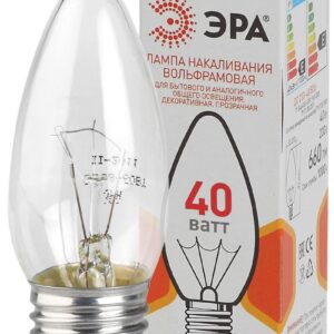 Лампочка ЭРА B36 40Вт Е27 / E27 230В свечка прозрачная цветная упаковка купить оптом недорого
