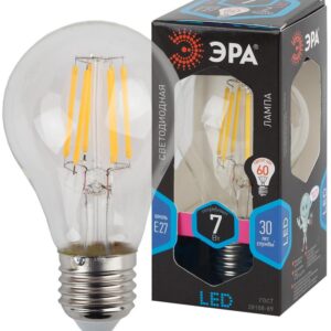 Лампочка светодиодная ЭРА F-LED A60-7W-840-E27 Е27 / Е27 7 Вт филамент груша нейтральный белый свет купить оптом недорого