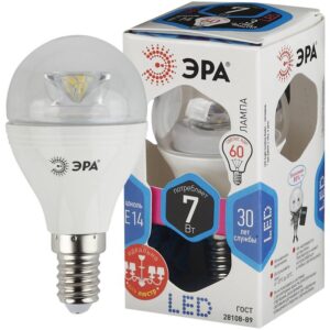 Лампочка светодиодная ЭРА STD LED P45-7W-840-E14 Clear E14 / E14 7Вт шар нейтральный белый свет купить оптом недорого