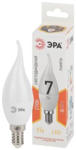 Лампочка светодиодная ЭРА STD LED BXS-7W-827-E14 E14 / Е14 7Вт свеча на ветру теплый белый свет купить оптом недорого