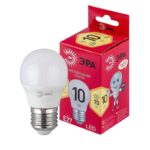 Лампочка светодиодная ЭРА RED LINE LED P45-10W-827-E27 R E27 / Е27 10 Вт шар теплый белый свет купить оптом недорого