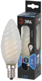 Лампочка светодиодная ЭРА F-LED BTW-5W-840-E14 frost Е14 / Е14 5Вт филамент свеча витая матовая нейтральный свет купить оптом недорого