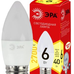 Лампочка светодиодная ЭРА RED LINE ECO LED B35-6W-827-E27 E27 / Е27 6Вт свеча теплый белый свет купить оптом недорого