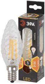 Лампочка светодиодная ЭРА F-LED BTW-5W-827-E14 Е14 / E14 5Вт филамент свеча витая матовая теплый белый свет купить оптом недорого