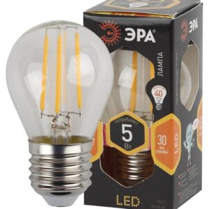 Лампочка светодиодная ЭРА F-LED P45-5W-827-E27 E27 / Е27 5Вт филамент шар теплый белый свет купить оптом недорого