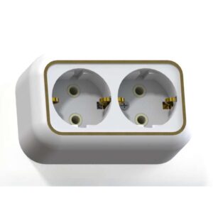 Розетка 2-м ОП Валентина РА16-826 16А IP20 с заземл. бел./зол. Кунцево 5419 оптом купить цена