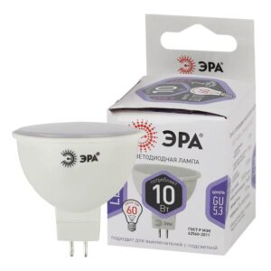 Лампочка светодиодная ЭРА STD LED MR16-10W-860-GU5.3 GU5.3 10Вт софит холодный дневной свет купить оптом недорого