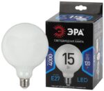 Лампочка светодиодная ЭРА F-LED G125-15w-840-E27 OPAL E27 / Е27 15Вт филамент шар матовый нейтральный белый свет купить оптом недорого