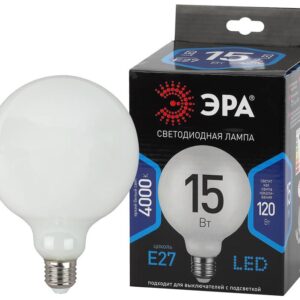 Лампочка светодиодная ЭРА F-LED G125-15w-840-E27 OPAL E27 / Е27 15Вт филамент шар матовый нейтральный белый свет купить оптом недорого