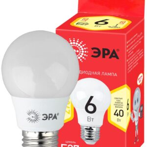 Лампочка светодиодная ЭРА RED LINE ECO LED A55-6W-827-E27 E27 / Е27 6Вт груша теплый белый свет купить оптом недорого