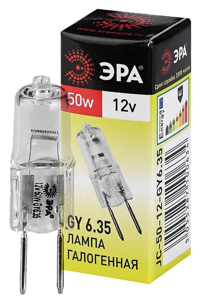Лампочка галогенная ЭРА GY6.35-JC-50W-12V GY6.35 50Вт капсула теплый белый свет оптом купить хорошая цена Лампочка галогенная ЭРА GY6.35-JC-50W-12V GY6.35 50Вт капсула теплый белый свет купить оптом недорого