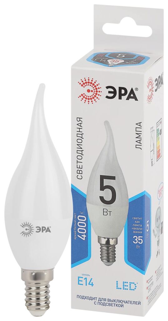 Лампочка светодиодная ЭРА STD LED BXS-5W-840-E14 E14 / Е14 5Вт свеча на ветру нейтральный белый свет оптом купить хорошая цена Лампочка светодиодная ЭРА STD LED BXS-5W-840-E14 E14 / Е14 5Вт свеча на ветру нейтральный белый свет купить оптом недорого