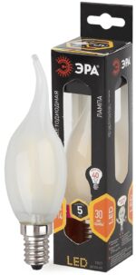 Лампочка светодиодная ЭРА F-LED BXS-5W-827-E14 frost Е14 / Е14 5Вт филамент свеча на ветру матовая теплый свет купить оптом недорого
