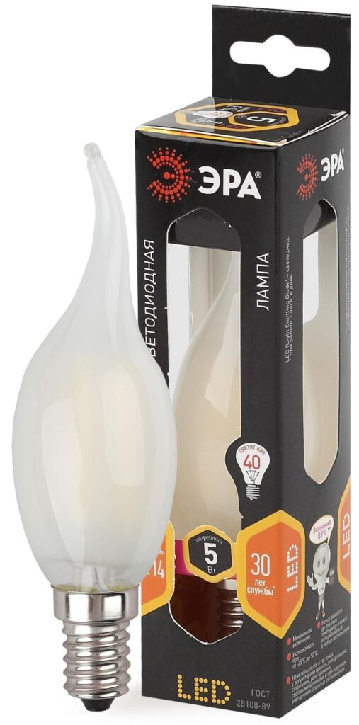 Лампочка светодиодная ЭРА F-LED BXS-5W-827-E14 frost Е14 / Е14 5Вт филамент свеча на ветру матовая теплый свет оптом купить хорошая цена Лампочка светодиодная ЭРА F-LED BXS-5W-827-E14 frost Е14 / Е14 5Вт филамент свеча на ветру матовая теплый свет купить оптом недорого