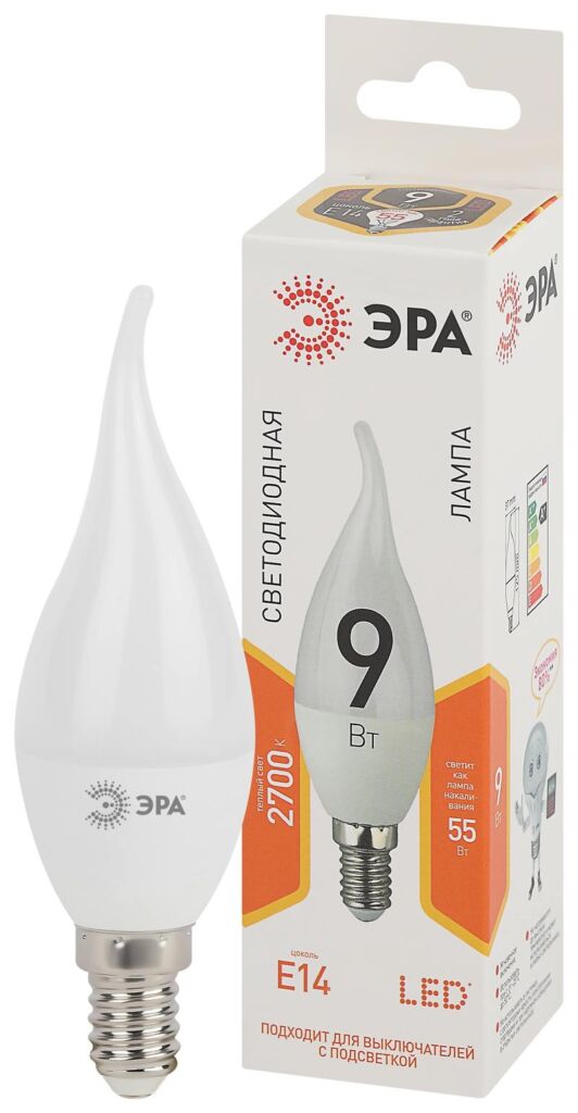 Лампочка светодиодная ЭРА STD LED BXS-9W-827-E14 E14 / Е14 9Вт свеча на ветру теплый белый свет оптом купить хорошая цена Лампочка светодиодная ЭРА STD LED BXS-9W-827-E14 E14 / Е14 9Вт свеча на ветру теплый белый свет купить оптом недорого