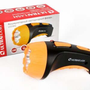 Фонарь аккумуляторный LED3804 4LED аккум. SLA 220В пластик. черн./желт. (кор.) Ultraflash 9215 оптом купить цена