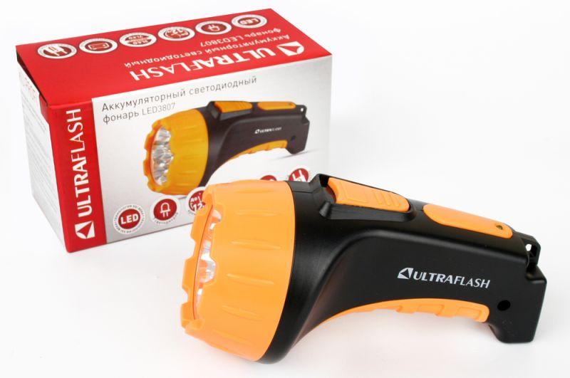 Фонарь аккумуляторный LED3807 7LED 2 режима аккум. SLA 220В пластик. черн./желт. (кор.) Ultraflash 9216 купить оптом выгодно Фонарь аккумуляторный LED3807 7LED 2 режима аккум. SLA 220В пластик. черн./желт. (кор.) Ultraflash 9216 оптом купить цена