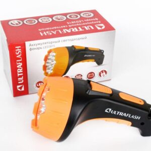 Фонарь аккумуляторный LED3815 15LED 2 режима аккум. SLA 220В пластик. черн./желт. (кор.) Ultraflash 9217 оптом купить цена