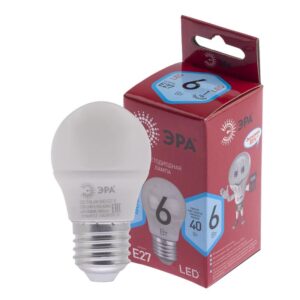 Лампочка светодиодная ЭРА RED LINE LED P45-6W-840-E27 R E27 / Е27 6Вт шар нейтральный белый свет купить оптом недорого