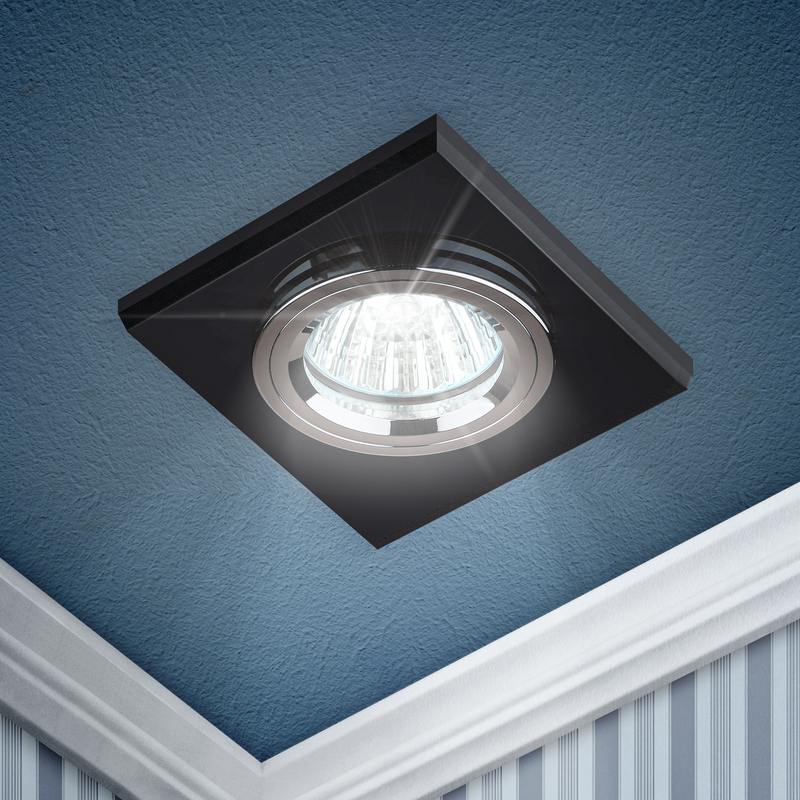 DK8 CH/BK Светильник ЭРА декор стекло квадрат MR16 DK8 CH/BK Светильник ЭРА декор стекло квадрат MR16