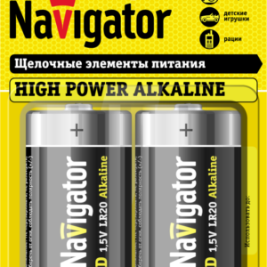 Элемент питания алкалиновый D/LR20 94 755 NBT-NE-LR20-BP2 (блист.2шт) NAVIGATOR 94755 оптом купить цена