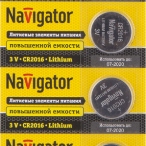 Элемент питания литиевый CR2016 94 763 NBT-CR2016-BP5 (блист.5шт) Navigator 94763 оптом купить цена