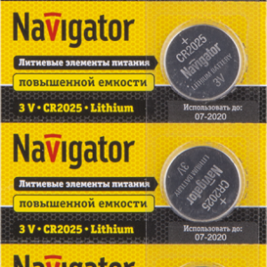 Элемент питания литиевый CR2025 94 764 NBT-CR2025-BP5 (блист.5шт) Navigator 94764 оптом купить цена