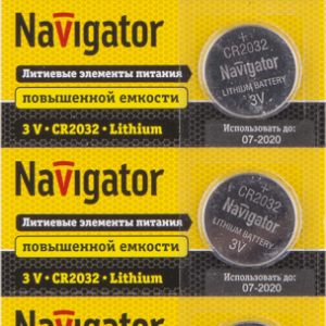 Элемент питания литиевый CR2032 94 765 NBT-CR2032-BP5 (блист.5шт) Navigator 94765 оптом купить цена