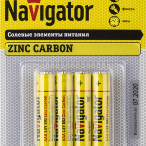 Элемент питания солевой AAA/R03 94 767 NBT-NS-AAA/R03-BP4 (блист.4шт) Navigator 94767 оптом купить цена