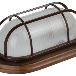 Светильник ЭРА НБО 04-60-022 Кантри дерево/стекло решетка IP54 E27 max 60Вт 232х140 овал орех купить оптом недорого