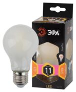 Лампочка светодиодная ЭРА F-LED A60-11W-827-E27 frost Е27 / E27 11Вт филамент груша матовая теплый белый свет купить оптом недорого