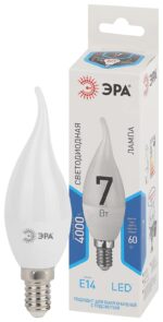 Лампочка светодиодная ЭРА STD LED BXS-7W-840-E14 E14 / Е14 7Вт свеча на ветру нейтральный белый свет купить оптом недорого