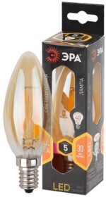 Лампочка светодиодная ЭРА F-LED B35-5W-827-E14 gold Е14 / Е14 5Вт филамент свеча золотистая теплый белый купить оптом недорого