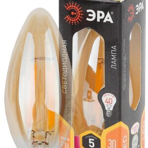 Лампочка светодиодная ЭРА F-LED B35-5W-827-E14 gold Е14 / Е14 5Вт филамент свеча золотистая теплый белый купить оптом недорого