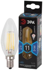 Лампочка светодиодная ЭРА F-LED B35-11W-840-E14 Е14 / Е14 11Вт филамент свеча нейтральный белый свет купить оптом недорого