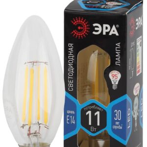Лампочка светодиодная ЭРА F-LED B35-11W-840-E14 Е14 / Е14 11Вт филамент свеча нейтральный белый свет купить оптом недорого
