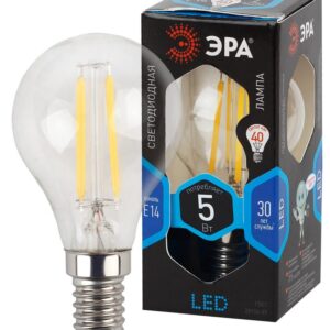Лампочка светодиодная ЭРА F-LED P45-5W-840-E14 Е14 / Е14 5Вт филамент шар нейтральный белый свет купить оптом недорого