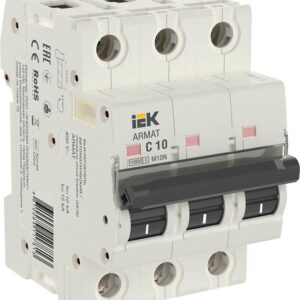 Выключатель автоматический модульный 3п C 10А M10N ARMAT IEK AR-M10N-3-C010 оптом купить цена