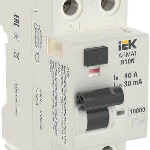Выключатель дифференциального тока (УЗО) 2п 40А 30мА тип A ВДТ R10N ARMAT IEK AR-R10N-2-040A030 оптом купить цена