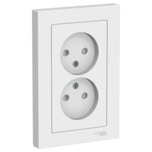 Розетка 2-м СП AtlasDesign 16А IP20 без заземл. защ. шторки в сборе бел. SE ATN000122 оптом купить цена