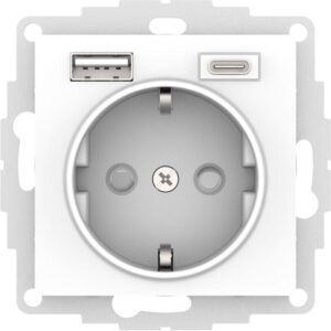 Розетка AtlasDesign 16А с 2-мя заряд. устройствами USB тип A+C 5В/2.4А 2х5В/1.2А механизм бел. SE ATN000132 оптом купить цена