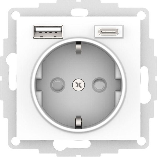Розетка AtlasDesign 16А с 2-мя заряд. устройствами USB тип A+C 5В/2.4А 2х5В/1.2А механизм бел. SE ATN000132 оптом купить цена