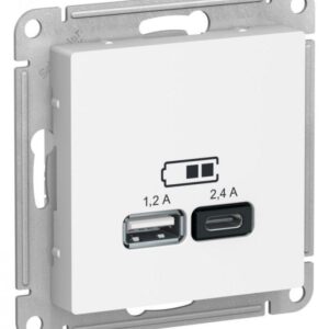 Розетка USB AtlasDesign тип A+C 5В/2.4А 2х5В/1.2А механизм бел. SE ATN000139 оптом купить цена