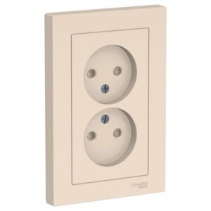 Розетка 2-м СП AtlasDesign 16А IP20 без заземл. защ. шторки в сборе беж. SE ATN000222 оптом купить цена