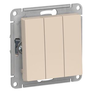 Выключатель 3-кл. СП AtlasDesign 10А IP20 (сх. 1+1+1) 10AX механизм беж. SE ATN000231 оптом купить цена