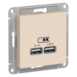 Розетка USB AtlasDesign тип A+A 5В 1х2.1А 2х1.05А механизм беж. SE ATN000233 оптом купить цена